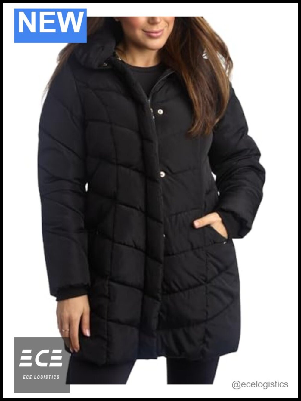 Steve Madden Long Quilted Parka Jacket Hooded Puffer Coat